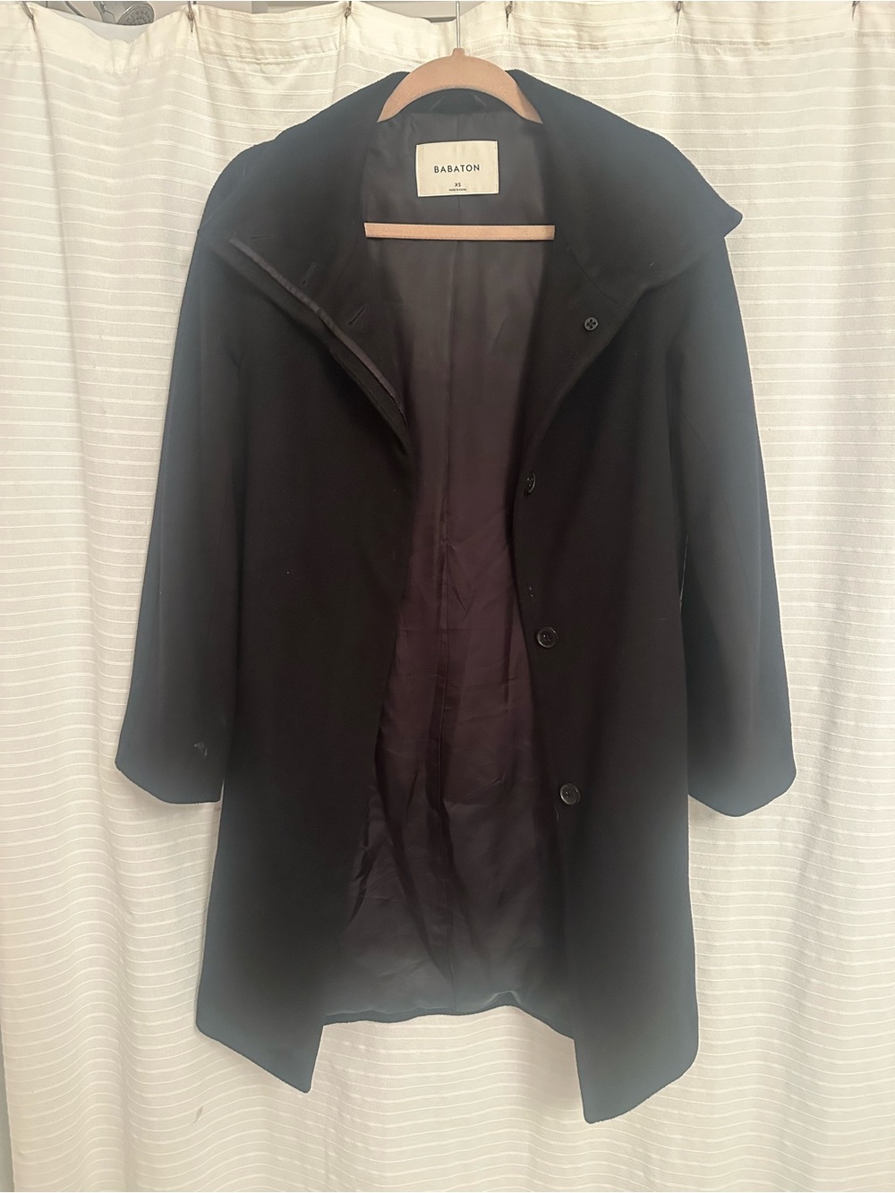 Babaton Black Single-Breasted Wool Trench Coat